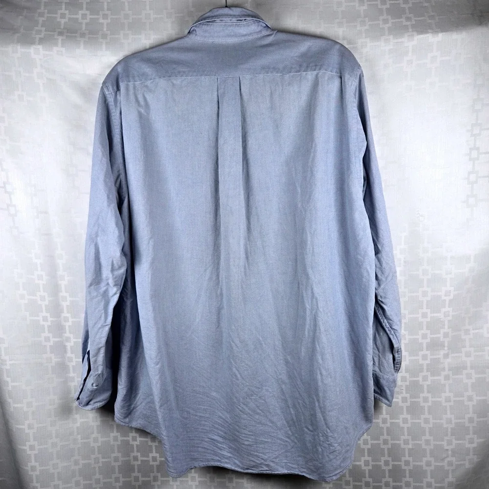 Vintage J. Crew Oarsman Blue Oxford Button Down Shirt Mens 16.5 34 Cotton